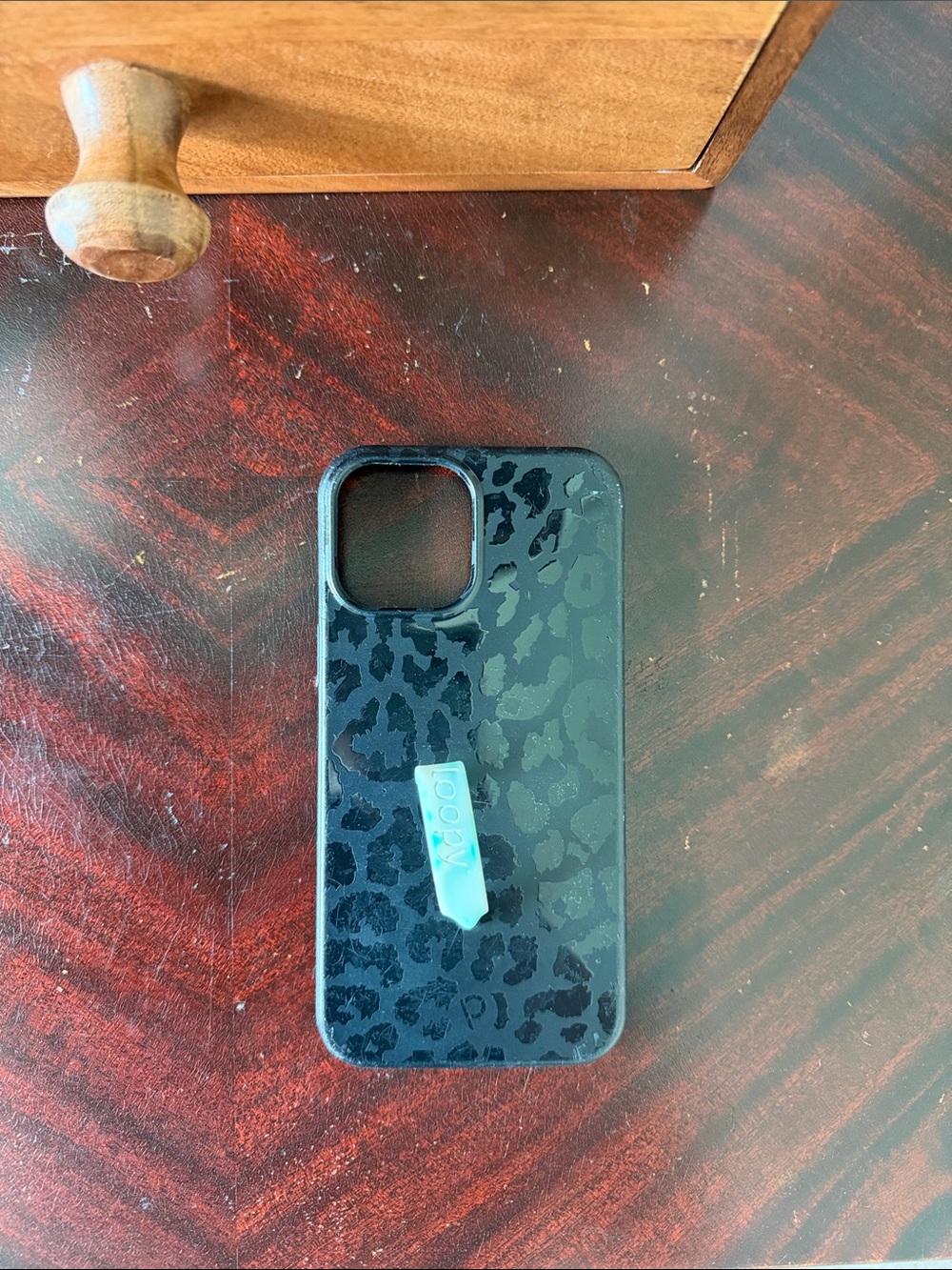 Loopy Case Black Leopard Print Phone Case with Turquoise Strap